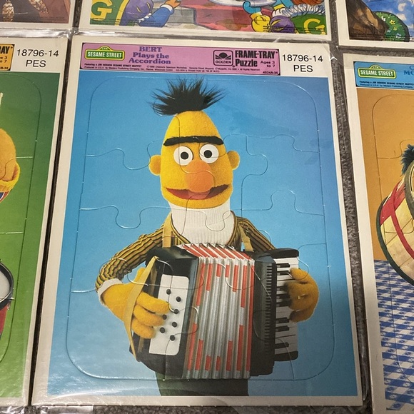 Vintage Set Sesame Street Golden Puzzles Bert Ernie Big Bird Cookie Monster 80’s - Picture 8 of 9